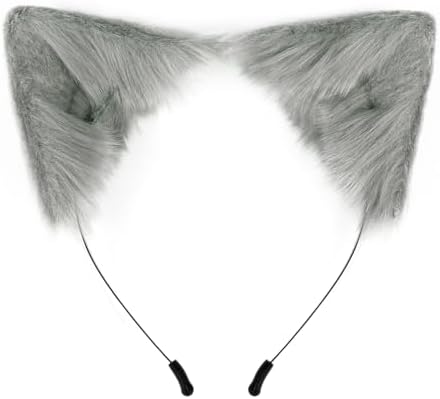 QinRuan Cat Fox Faux Fur Ears Headband Cute Halloween Fancy Dress Cosplay Handmade Animal Furry Ears Hair Hoop
