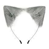 QinRuan Cat Fox Faux Fur Ears Headband Cute Halloween Fancy Dress Cosplay Handmade Animal Furry Ears Hair Hoop