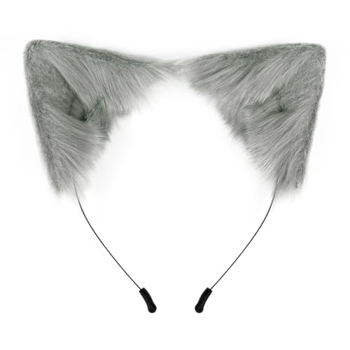 QinRuan Cat Fox Faux Fur Ears Headband Cute Halloween Fancy Dress Cosplay Handmade Animal Furry Ears Hair Hoop