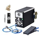 VEVOR 1200-6000 RPM Adjustable, 60W Dual Head Pneumatic Machine, DIY Impact Small Pedal, Stone Setting Tools Engraver for Jewelry ＆ Metal Crafting, Black