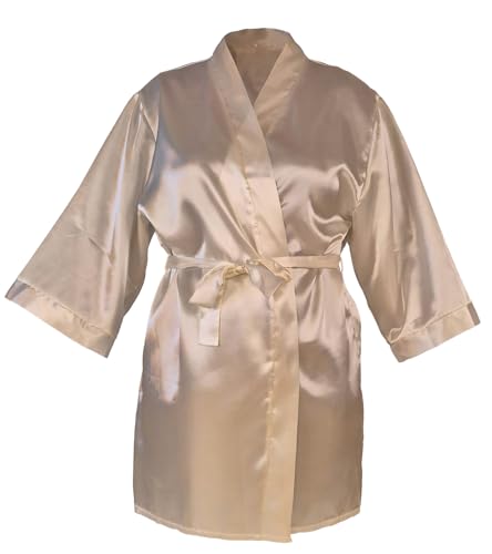 Folat 21348 Bata de satén para grupo de la novia Albornoz - Bride Squad - Wedding - Color crema. Dama de honor, kimono, decoración de fiesta, juego de albornoz para boda