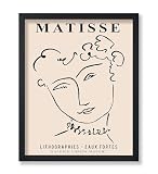 Poster Master Vintage Henri Matisse Poster - Retro Woman Face Print - Line Drawing Art - Abstract Art - Gift for Him & Her - Minimal Decor for Living Room, Bedroom or Office - 8x10 UNFRAMED Wall Art