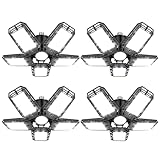Luyata LED Garage Lights 4 Pack,Ceiling LED Shop Light 160W 16000LM 6500K Screw in Led Light with 5+1 Deformable Panels, Bright Led Lighting for Garage Workshop Basement Support E26/E27 Socket