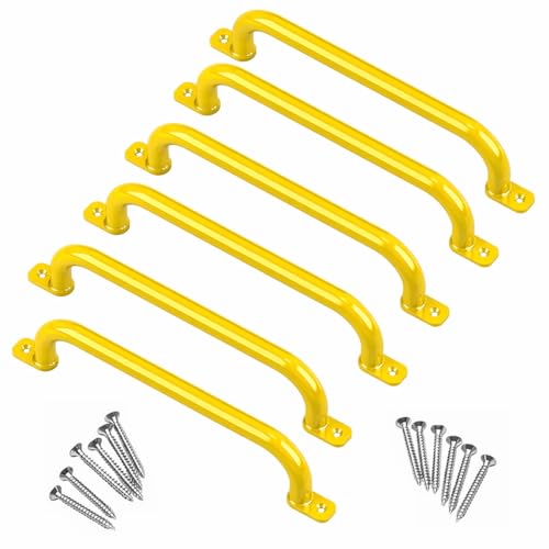 Image of 48cm Long Metal Playground Safety Handle Monkey Bars for Kids Backyard (Pack of 6), Jungle Gym for Indoor Outdoor Playground Playset Handle Accessories for Playhouse, Yellow