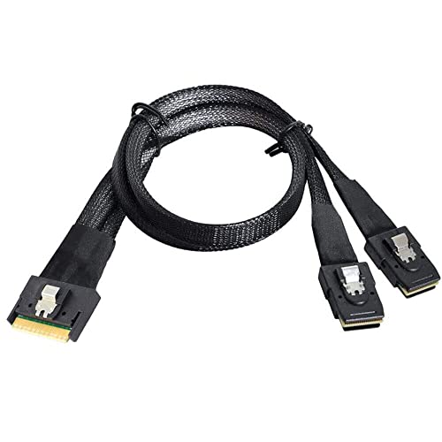 Câble SlimSAS SFF-8654 8i SAS SFF-8087 cordon double liaison mini SAS noir 50cm