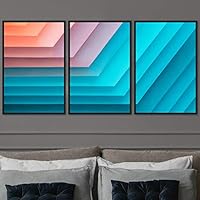 3 Piece Framed Canvas Wall Art Abstract Cool Line Canvas Prints Home Artwork Decoration for Living Room,Bedroom - 16