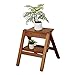 Produktbild PENGFEI Faltbare Stufenleiter Trittleiter Massivholz Niedriger Stuhl Multifunktion Tragbar Draussen Schuhe Wechseln Regal 2-Schritt, 2 Farben (Farbe : Holzfarbe, größe : 48x42.5x45.8CM)