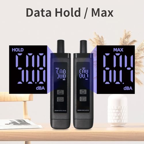 Decibel Meter Digital Sound Level Meter with LCD Display, 30dB~130dBA SPL Meter Rechargeable with MAX, Data Hold, Battery Indicator - Pocket Noise Detector for Home, Factory, Noisy Neighbors