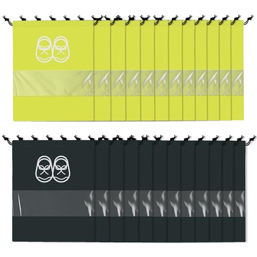 Image of Heart Home Pack of 24 Travel Shoe Organizer | Storage Bags | Travel Carrying Bag | Storage Organizers Set | Shoe Cover with Transparent Window | Shoe Dori Cover | Yellow & Black