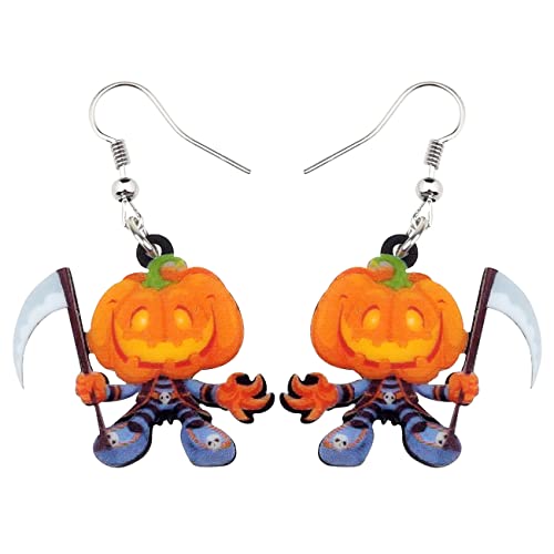 NEWEI Cute Halloween De La Bruja De Calabaza Pendientes Cuelgan Para Las Mujer Niña Festival De Joyería Regalos Encanto (Albaricoque)