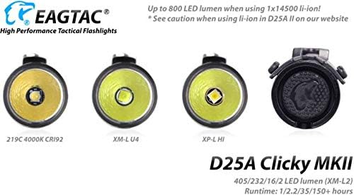 D25A RC MKII Flashlight, Nichia 219C CRI-92 4000K D240, 275lm, D25A-CLICKY-MKII-SST20-NW