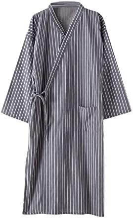 Men Women Kimono Bathrobe Cotton Dressing Gown Summer Lightweight Loose Comfy Sleepwear Nightdress with Pocket Pure Colour Bath Robe Wrap Beach Swimwear Bikini Cover Up