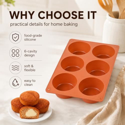 Muffinblech 6er, MKNZOME 2 Stück Muffinform Silikon Backform Muffinbackformen für Kuchen, Muffins, Puddings,Cupcakes, Schokolade, Brot… – Ansicht 3