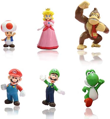 Morofme Super Mario Brothers Cake Toppers, 6pcs Mario Action Figures Toys, Mario Birthday Cake Topper Cupcake Topper, Mario Cake Decorations for Kids Birthday Baby Shower Mario Theme Party Supplies