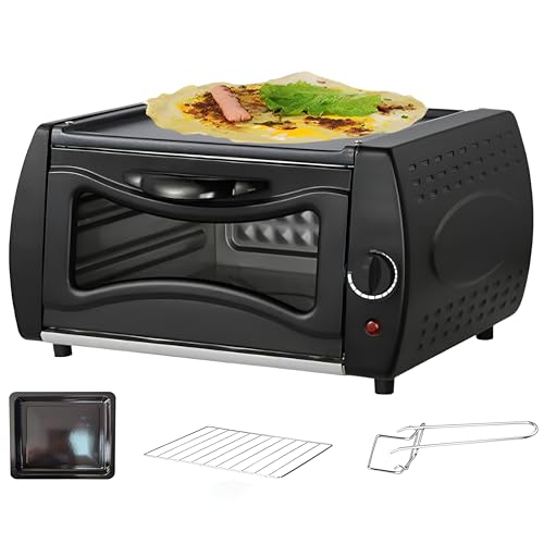 Horno Tandoor Mini 2 en 1, máquina para pizza y roti de 12 litros con bandeja para hornear y estante, ideal para Naan, Lahmacun y Manakish. Aparato de cocina perfecto para cocinar para llevar.