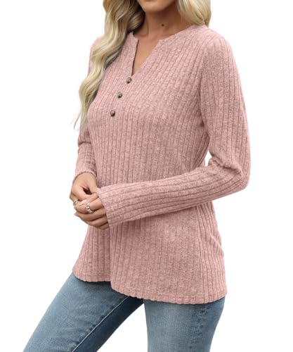 Image of XMTOPYE Sweaters for Women Fashion Long Sleeve Tops Pullover V Neck Casual Loose Sweatshirt