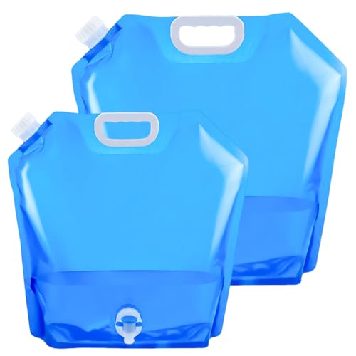 Suaflny 2 bidones de agua plegables, bidón de agua con grifo de agua potable, bidón plegable con asa de transporte, bidón de agua plegable reutilizable (5 l + 10 l)