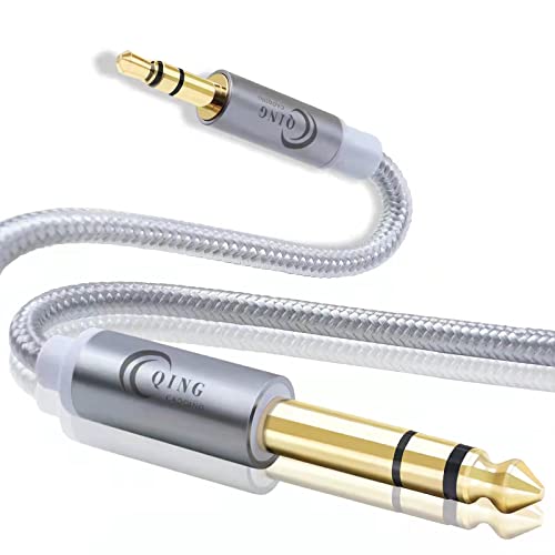QING CAOQING Câble Audio Stéréo 3.5 mm vers 6.35 mm 2M, Nylon Tressé Câble Audio 6.35mm Jack Mâle vers 3.5mm Jack Mâle Cover