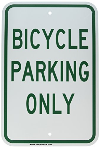 Panneau Bicycle Parking Only Brady 129654 en aluminium vert et blanc 45x30 cm