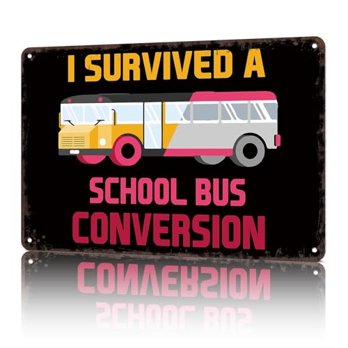 Vintage Metal School Bus Conversion Tin Sign 8x12 Wall Art