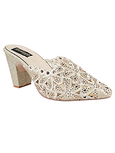 Image of Shoetopia Women's & Girl's Party Ethnic Block Heels Mules Sandals
