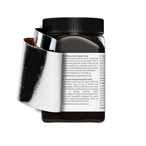Pure Gold Manuka-Honig 525+ 500 g, Honig aus Neuseeland, im Kunststoffbehälter, MBO-zertifiziert und nach MPI-Standards
