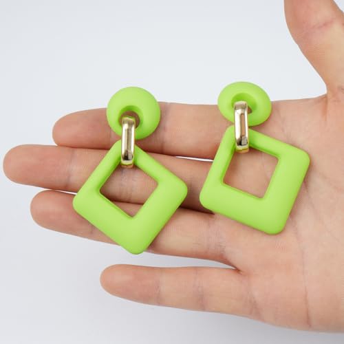 Oversized Cat Eye Sunglasses, Acrylic Rectangle Earrings,Funny Glasses Novelty Party Sunglasses for Fashion Women Hip Hop Dance Party (pink and green color,2 Pairs)4