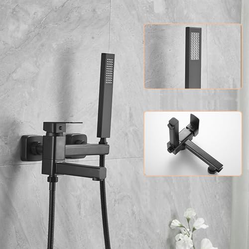 Mitigeur de douche mural noir design avec ensemble de pommeau de douche chic
