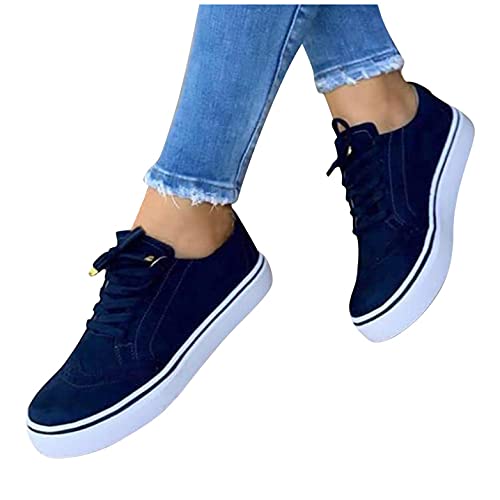 Gibobby Sneakers for Women High Top Fashion Sneakers for Women Womens Canvas Sneakers Walking Shoes Low Top Lace Up Slip on Canvas Casual Running Shoes Blue