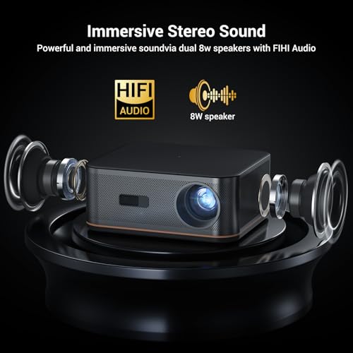 Image of 2000 ANSI 4K Decoding Projector with WiFi and Bluetooth, HAPPRUN Movie Home Theater with Auto Focus, 300'' Display for Indoor /Outdoor, Smart Proyector Compatible with Phone /TV Stick /PC /PS5