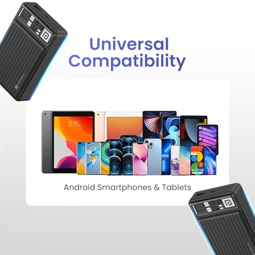 Image of Portronics Luxcell Mini 20K Advanced 20000 mAh Nano Power Bank with 22.5W Max Output, LED Indicator, Mach USB-A Output, Type C PD Output, Type C Input, Wake Up Button(Black)