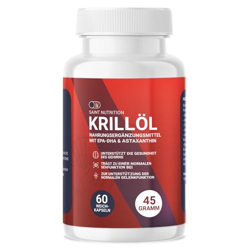Saint Nutrition® Krillöl Kapseln – Antarctic Krill Oil - Hochdosiert mit Omega-3 EPA & DHA und natürlichem Astaxanthin – 1000mg - Für Herz, Gehirn, Augen & Gelenke – Nachhaltig gefangen Saint Nutrition® Krillöl Kapseln – Antarctic Krill Oil - Hochdosiert mit Omega-3 EPA & DHA und natürlichem Astaxanthin – 1000mg - Für Herz, Gehirn, Augen & Gelenke – Nachhaltig gefangen