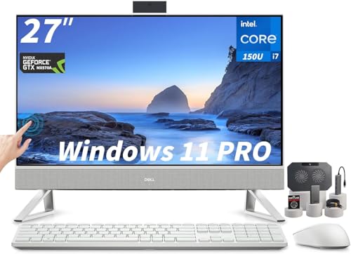 Image of Dell 27 inch FHD Touchscreen All-in-One Desktop Computer, Intel Core 7-150U(Up to 5.4 GHz), GeForce MX570A, WiFi 6E, Wireless KB & Mouse, Windows 11 Pro, Accessories(64GB RAM, 4 TB SSD)