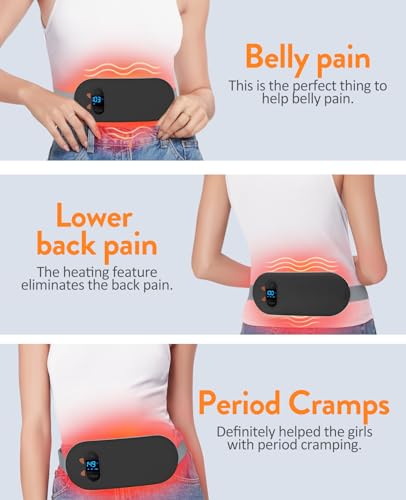 Image of Portable Cordless Menstrual Heating Pad with 6 Heat Levels and 6 Massage Modes, Heating Pad for Period Cramps, 3s Fast Heating Gift for Women and Girl(Black)