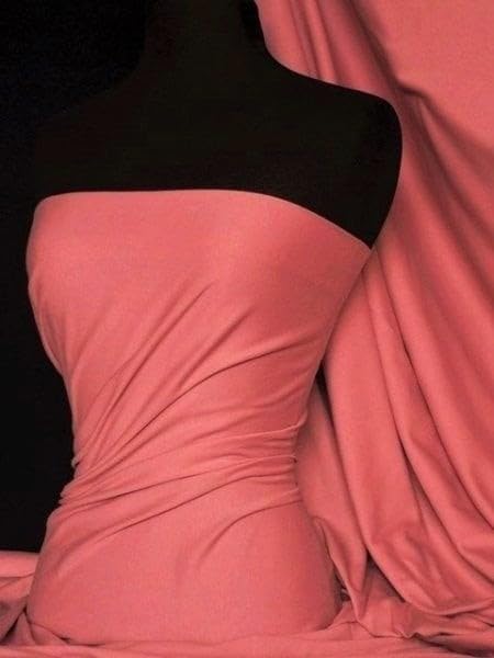 Soft Fine 1x1 Rib 100% Cotton Knit Jersey Fabric | Soft T-Shirt Material | Over 50 Colours | Oeko-Tex Certified | Same Day Dispatch | by Tia Knight (Q61) (Coral) โ image 1