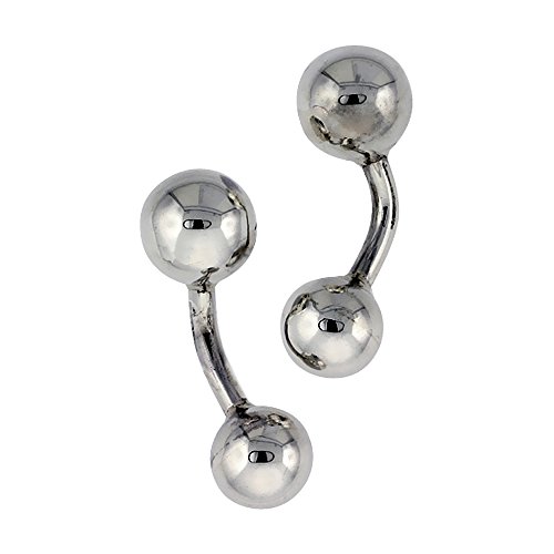 Sterling Silver Ball Cufflinks, 3/8 inch Wide