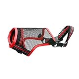 Petties&Sweeties Dog Muzzle, Quick Fit Air Mesh Breathable Pet Muzzle Mouth Cover with Adjustable Straps, Anti-Biting Medium Large Pet, Red