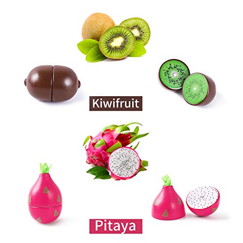 Iplay, Ilearn Wooden Play Food Toy, Kids Wood Cutting Magnetic Fruit Vegetables, Toddler Cooking Pretend Play Kitchen Food Set, Montessori Educational Birthday Gift For Age 3 4 5 6 7 Year Old Girl Boy #TOP2