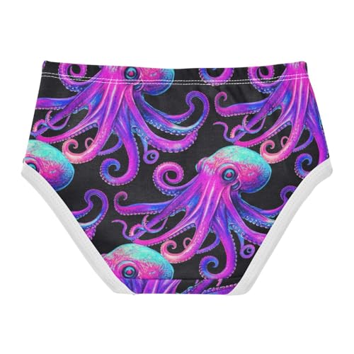 Aesthetic Toddler Girls Underwear 2t Cotton Panties Little Girl Vibrant Purple Octopus Animal Briefs Kids Undies2