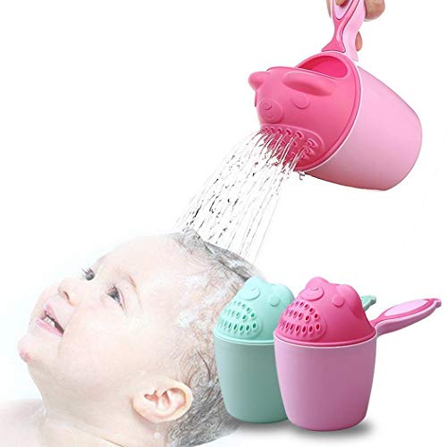 melyseu Cuchara para bebé ducha Taza temporada de agua baño cascada Rinser Agua Scoop dibujos animados Baby Baden Champú spülen Taza pelos de lavado, Rosa