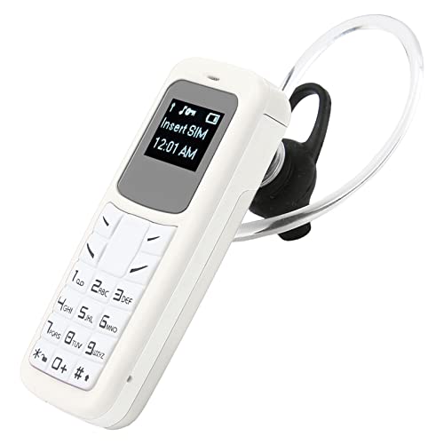 Mini Téléphone Portable à Crochet d'oreille, 2G GSM BT3.0 Téléphone avec Numéroteur de Casque, SIM Unique 0,66 Pouces Petit Téléphone pour écouteurs...