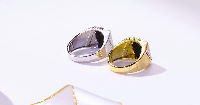 RYLOS Men's Rings - Yellow Gold Plated Silver With Diamonds & Black Onyx, Sizes 8-13