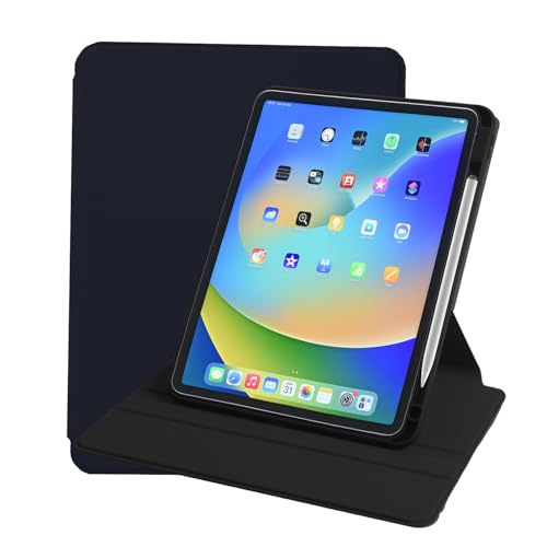 Image of Arctic Fox Smart Folio Rotating Cover Case for iPad Air 11 inch M3 /M2 2025 /2024, iPad Air 5th /4th Gen Case 10.9 Inch, 360 Degree Rotation Protective Stand Cover Clear Back (Black)