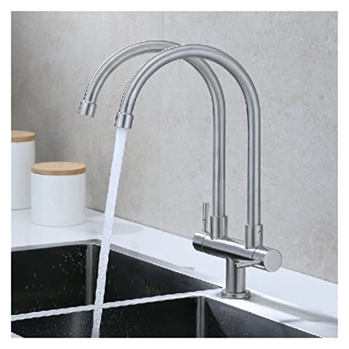 Robinet cuisine acier inoxydable 304 mitigeur évier double commande