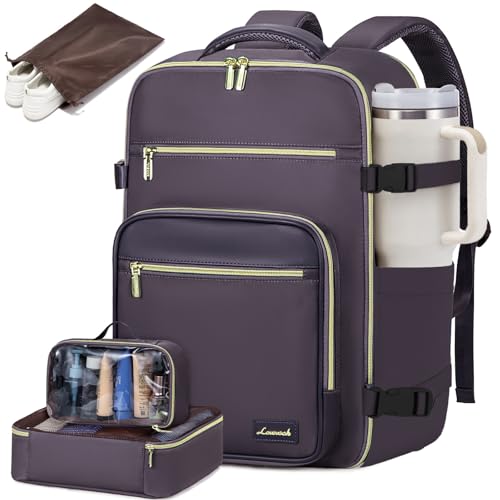 LOVEVOOK Travel Backpack For Women,50L Carry On Backpack Flight Approved,TSA Personal Item Travel Bag Fits 18 Inch Laptop,Business Weekender Overnight Daypack with Toiletry Bag and Cube
