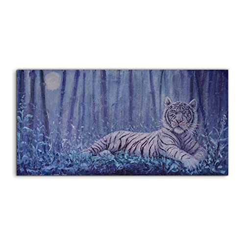 Art murale tigre 140x70cm en verre trempé photo pour salon et chambre