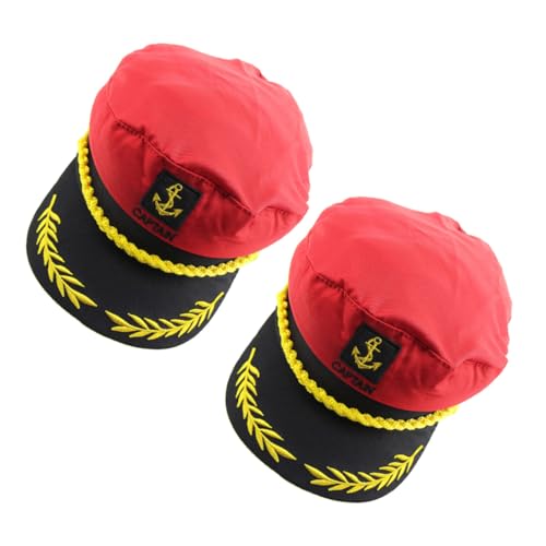 Photo de HEMOTON 2 pièces Chapeau Capitaine Brodé Marine Style Manian Casquette Sailor Costume pour Cosplay Fête Nautique Adulte