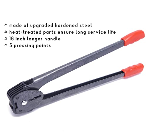 Image of All-in-One Banding Strapping Kit with Poly Strapping Tensioner, 300ft Black PP Band, 100 Metal Seals, and Sealer Tools