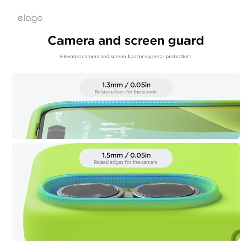 Image of elago Compatible with iPhone 16 Case, Premium Liquid Silicone Case, Full Body Protective Cover, Shockproof, Slim Phone Case, Anti-Scratch Soft Microfiber Lining, 6.1 inch (Lime Green)