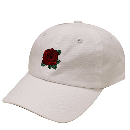City Hunter C104 Rose Embroidery Cotton Baseball Cap 8 Colors (White)